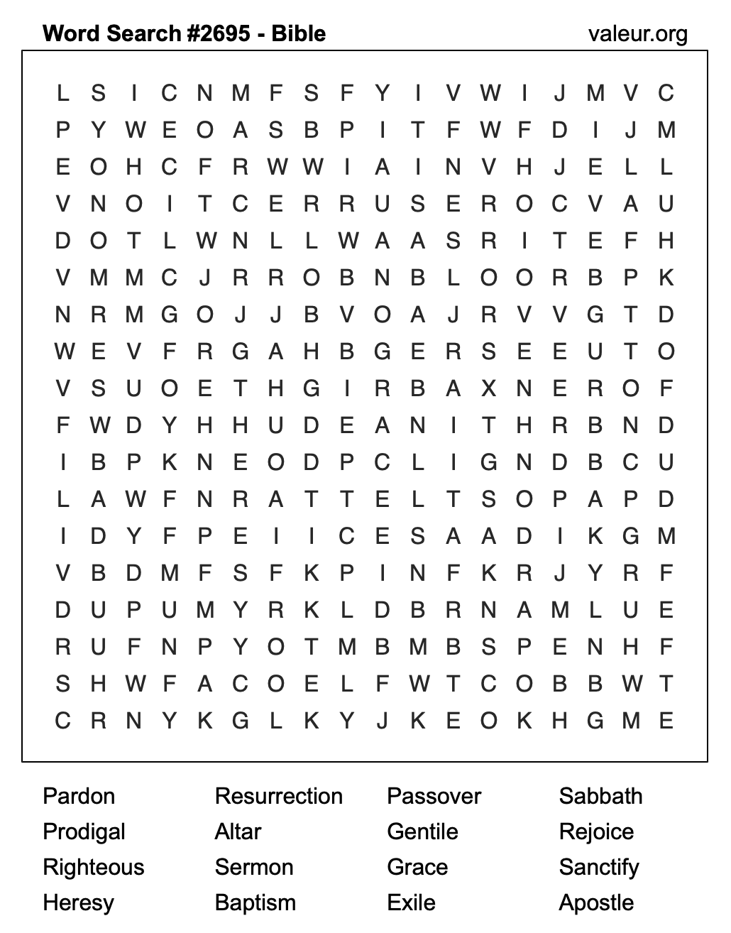 Bible Word Search Puzzle #2695