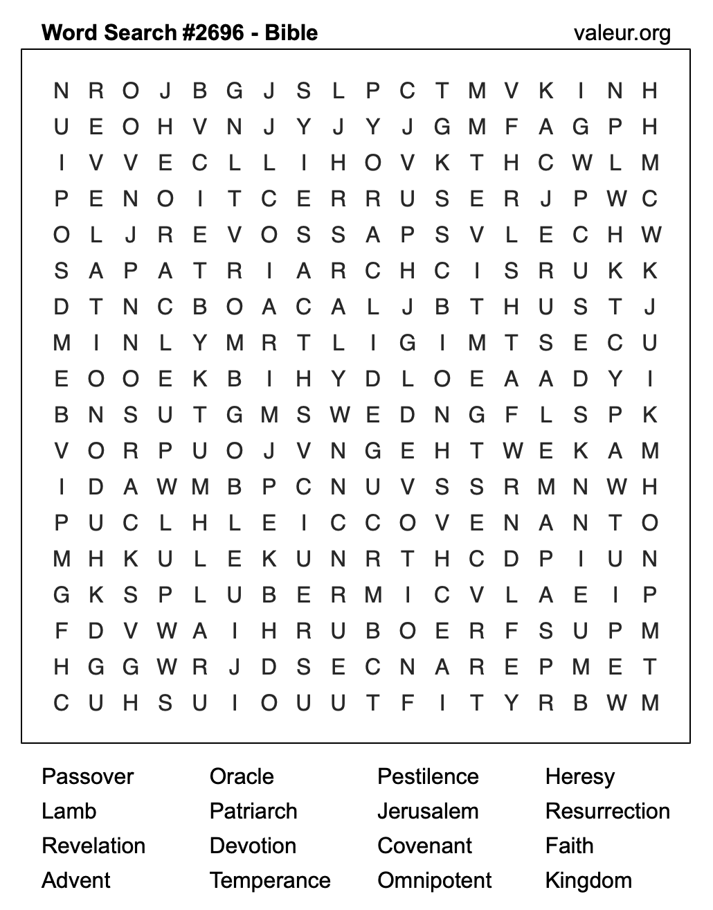 Bible Word Search Puzzle #2696