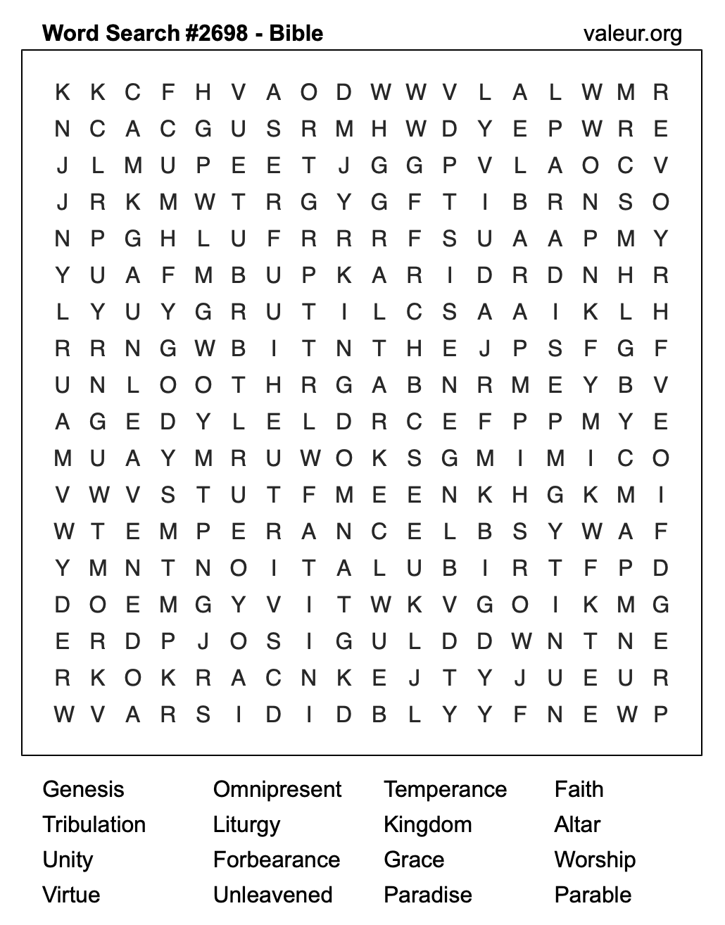 Bible Word Search Puzzle #2698