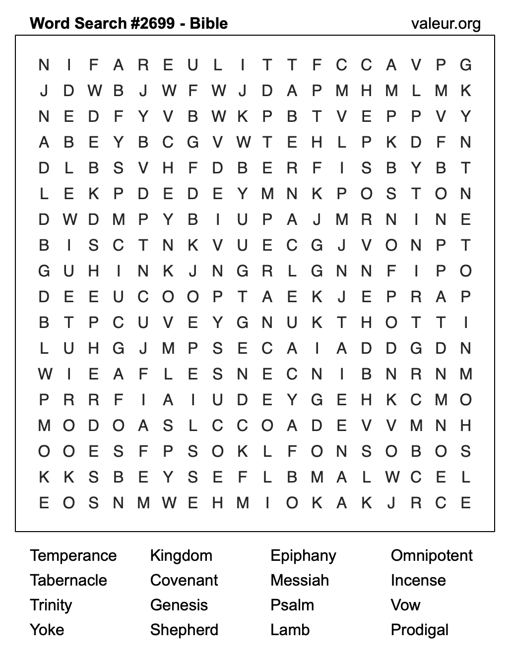 Bible Word Search Puzzle #2699