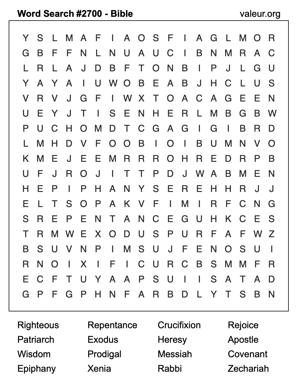 Bible Word Search Puzzle #2700