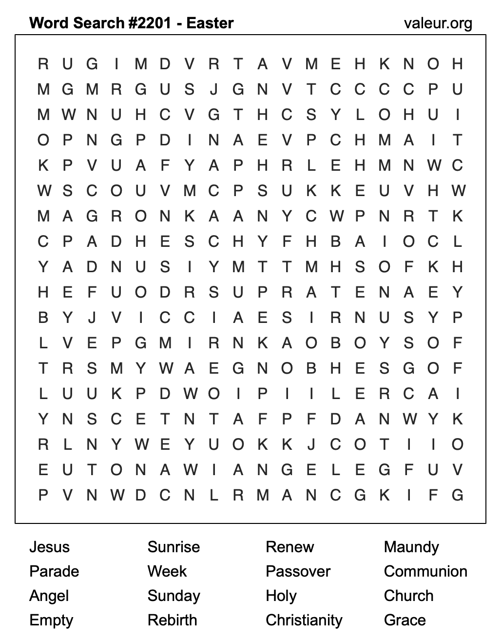 Easter Word Search Puzzle #2201