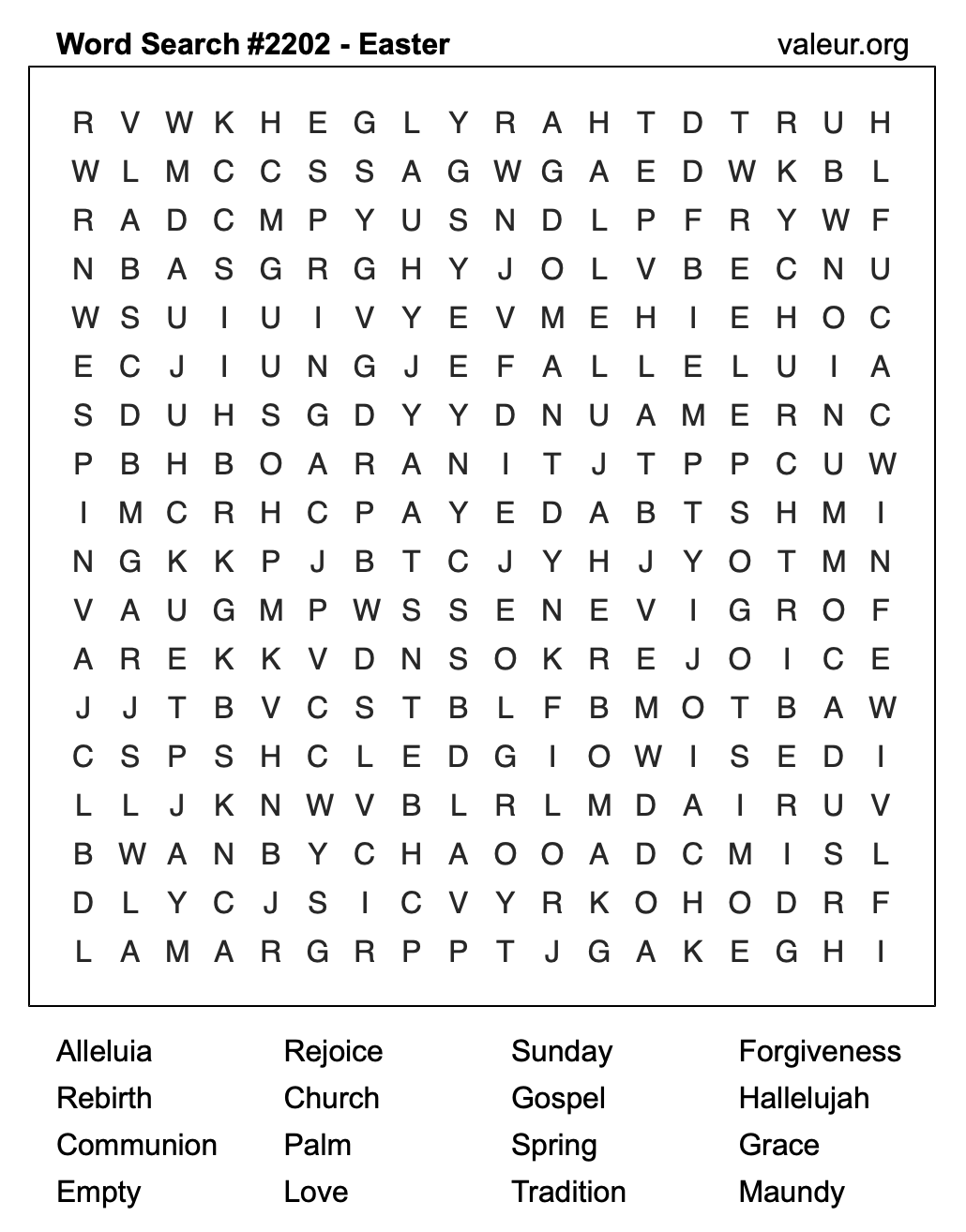 Easter Word Search Puzzle #2202