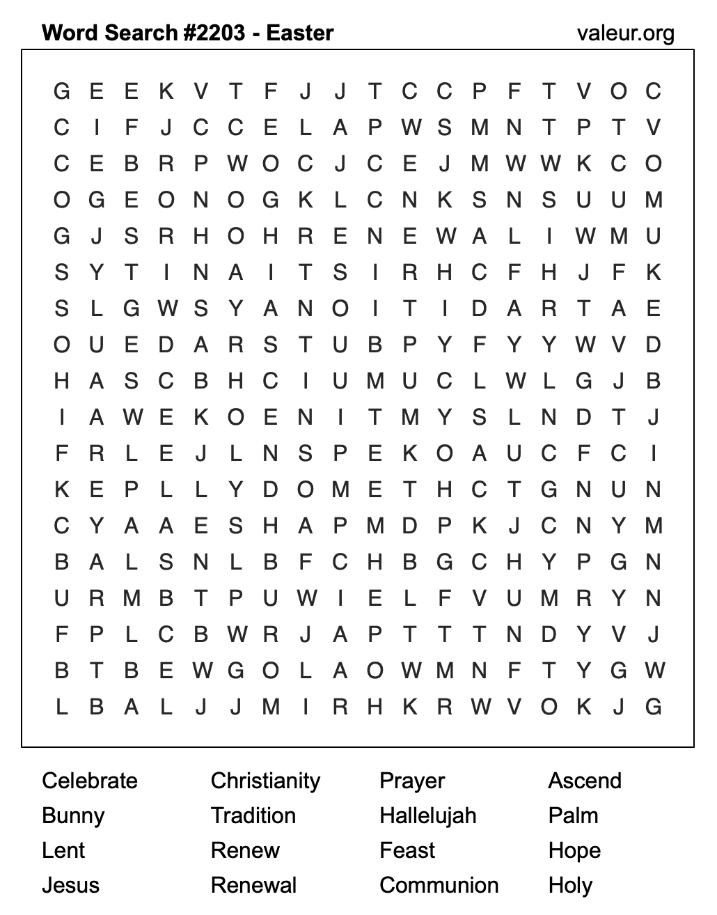 Easter Word Search Puzzle #2203