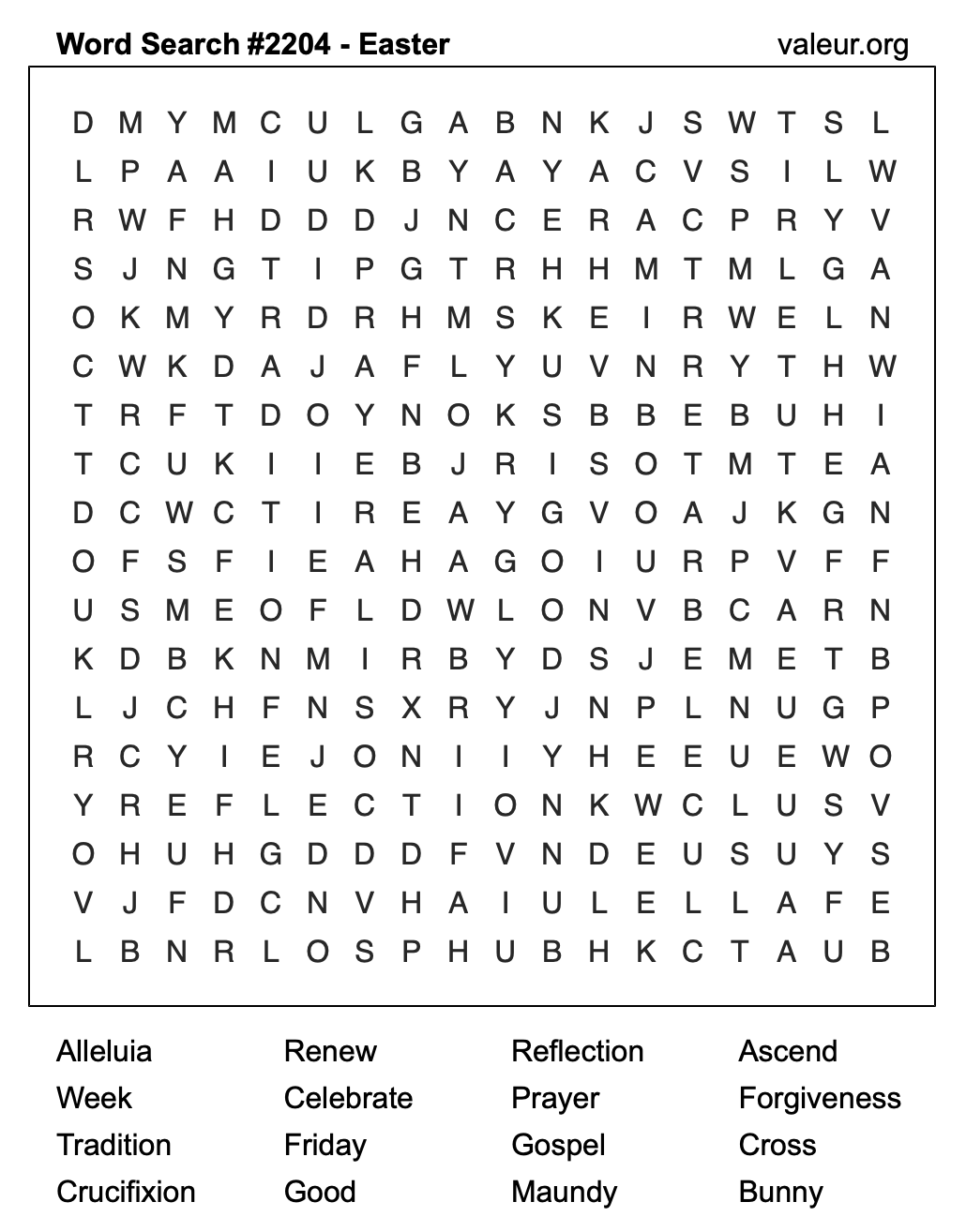Easter Word Search Puzzle #2204