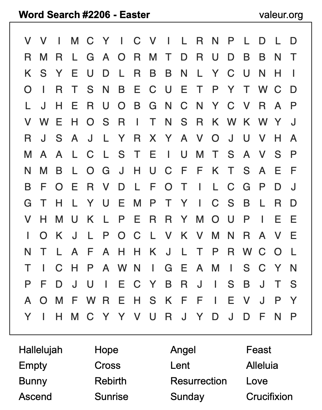 Easter Word Search Puzzle #2206 Easter Word Search Puzzle #2206