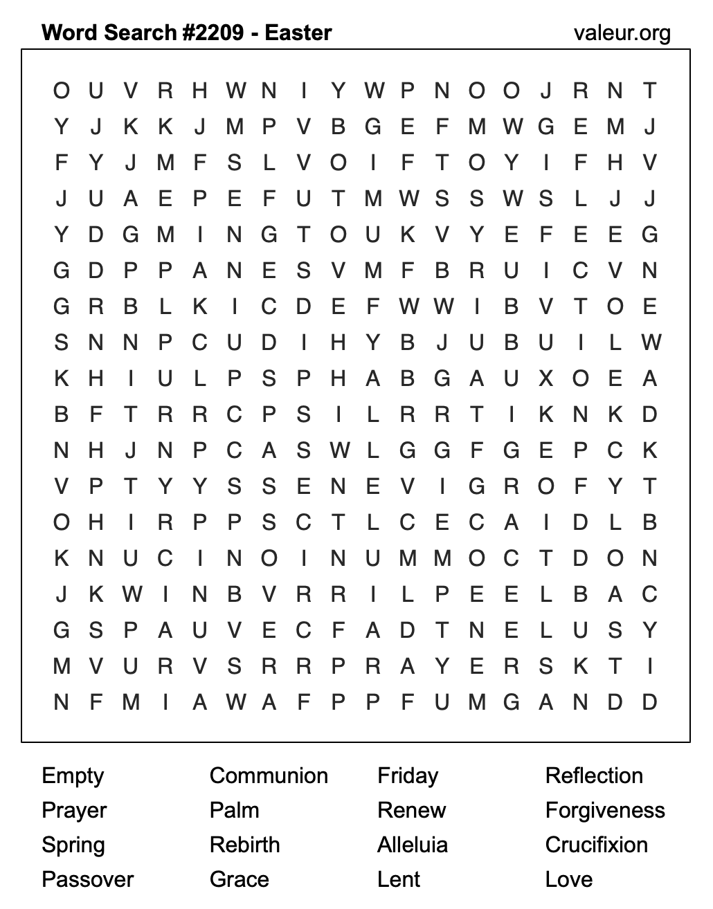 Easter Word Search Puzzle #2209 Easter Word Search Puzzle #2209