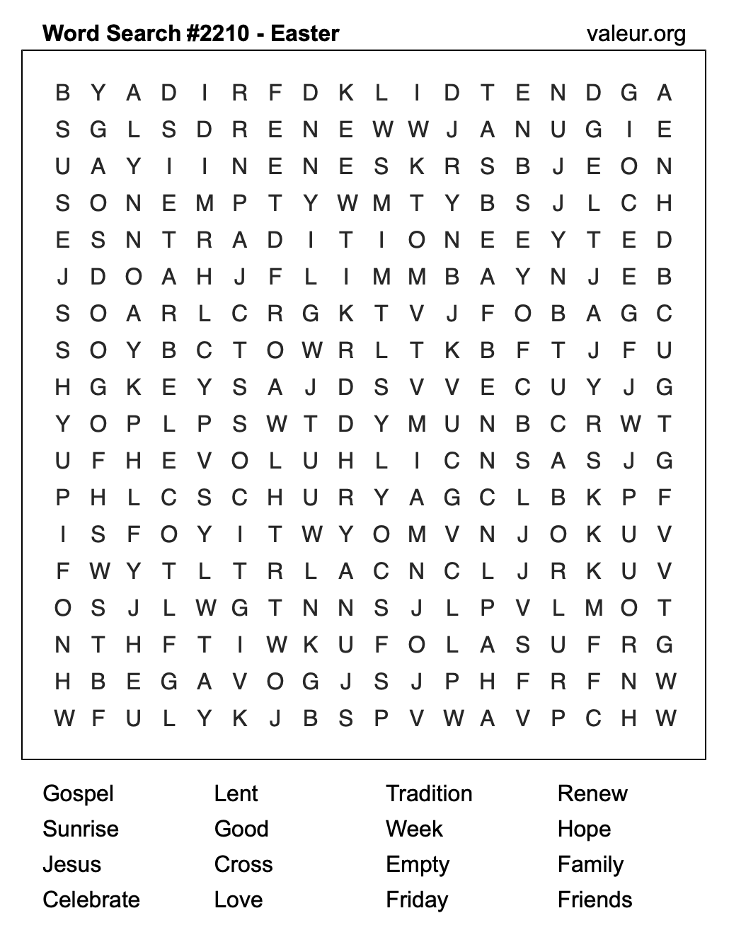 Easter Word Search Puzzle #2210 Easter Word Search Puzzle #2210