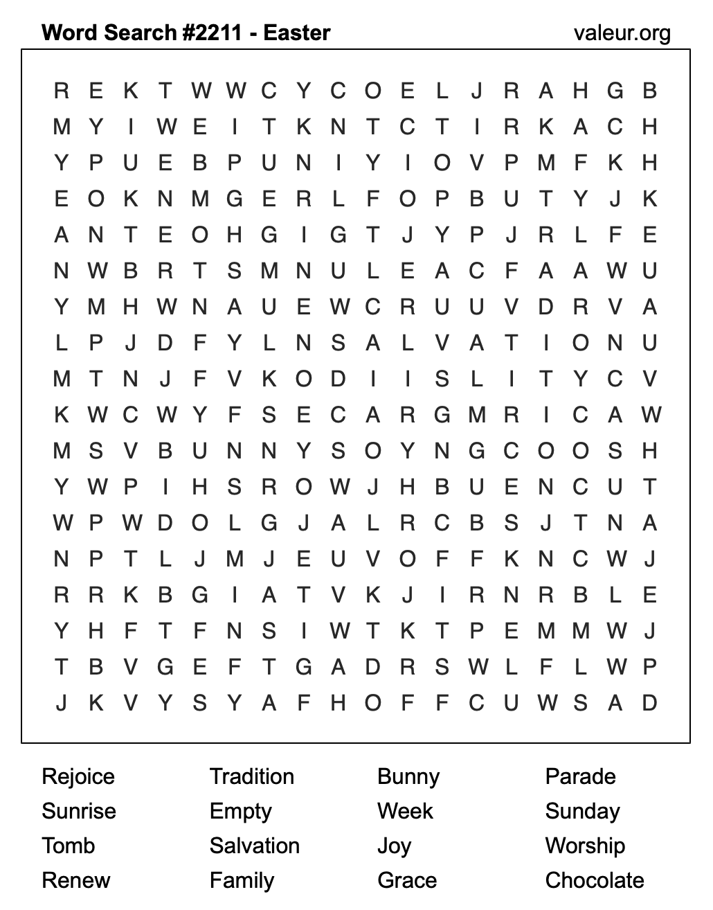Easter Word Search Puzzle #2211 Easter Word Search Puzzle #2211