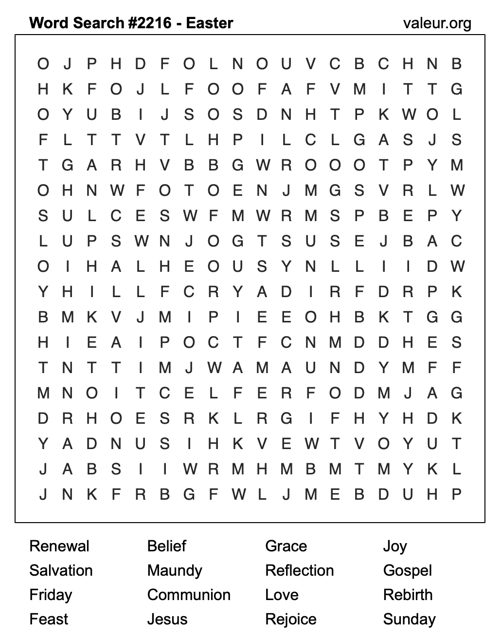 Easter Word Search Puzzle #2216