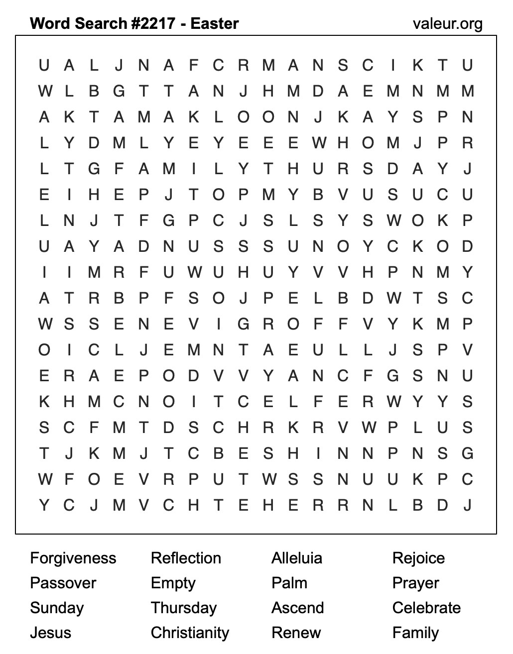 Easter Word Search Puzzle #2217 Easter Word Search Puzzle #2217