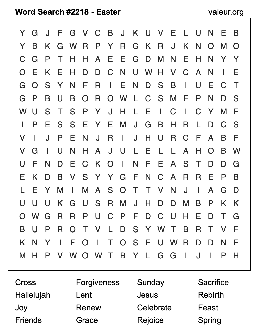 Easter Word Search Puzzle #2218 Easter Word Search Puzzle #2218