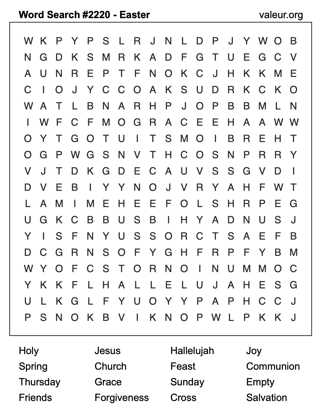 Easter Word Search Puzzle #2220