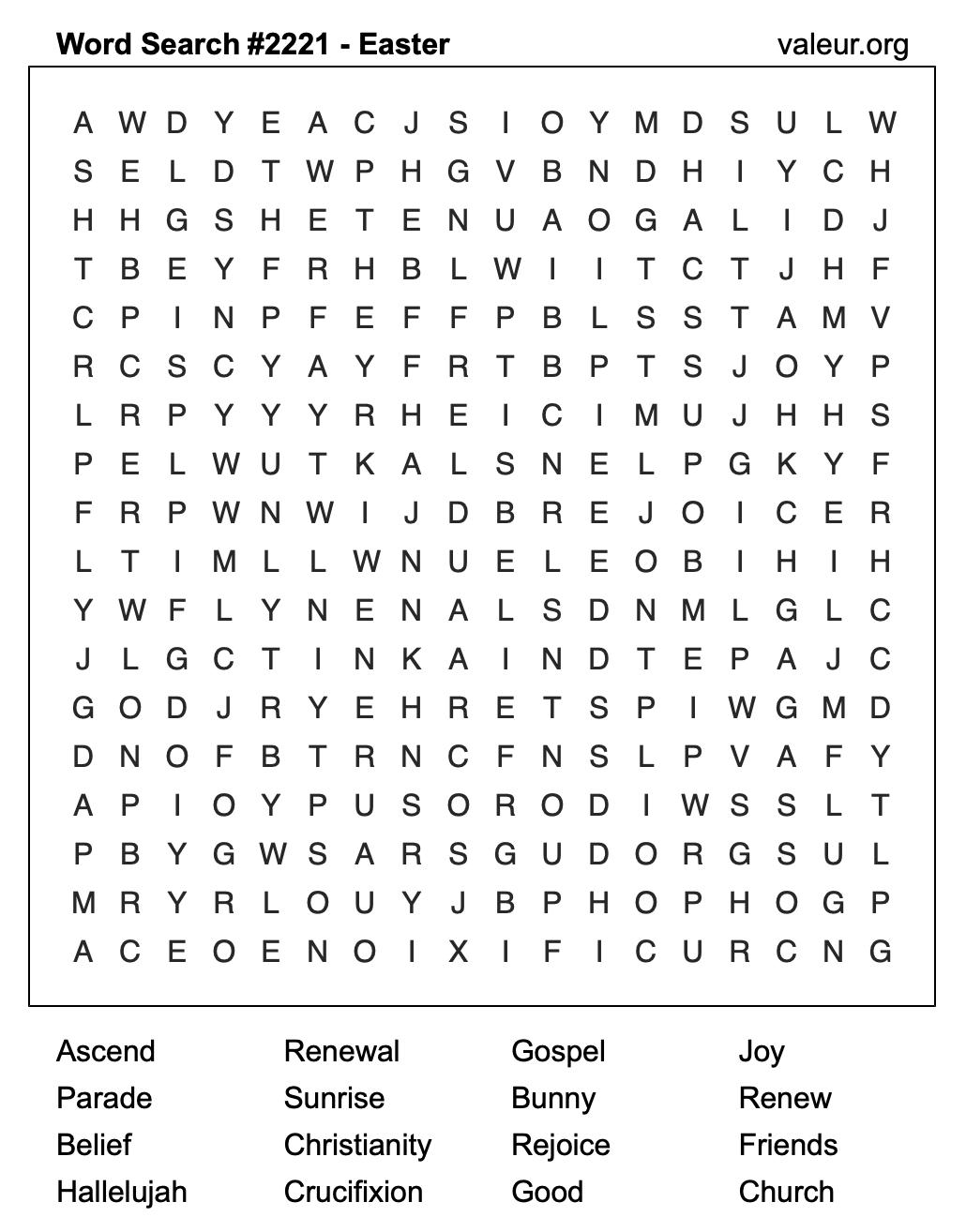 Easter Word Search Puzzle #2221