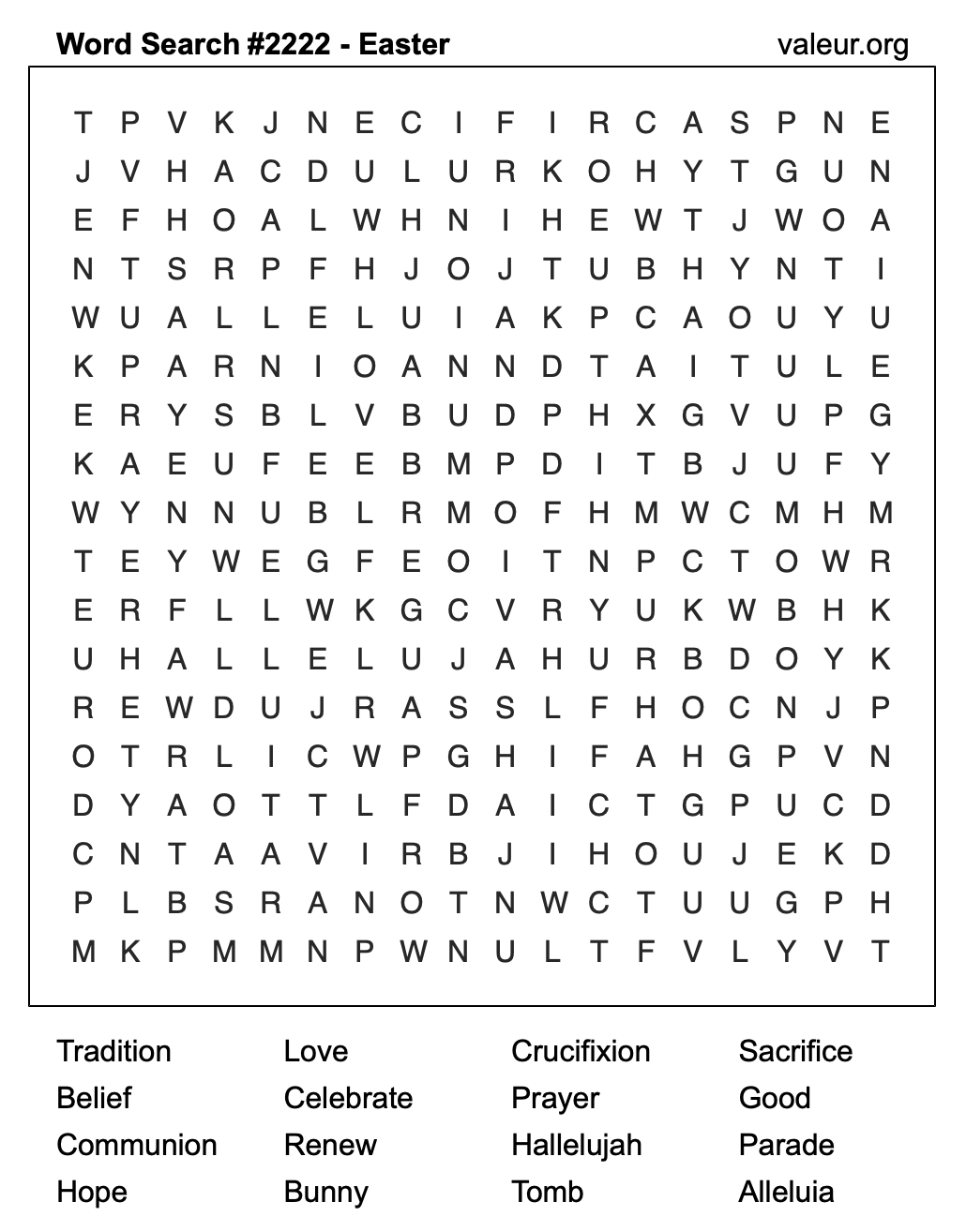 Easter Word Search Puzzle #2222