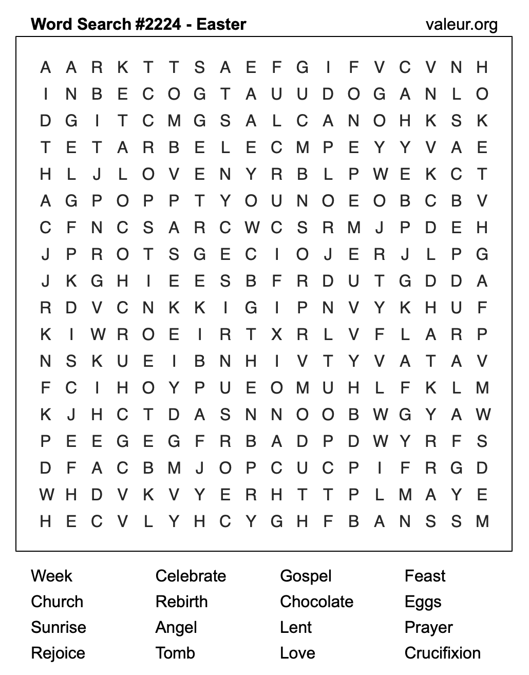 Easter Word Search Puzzle #2224