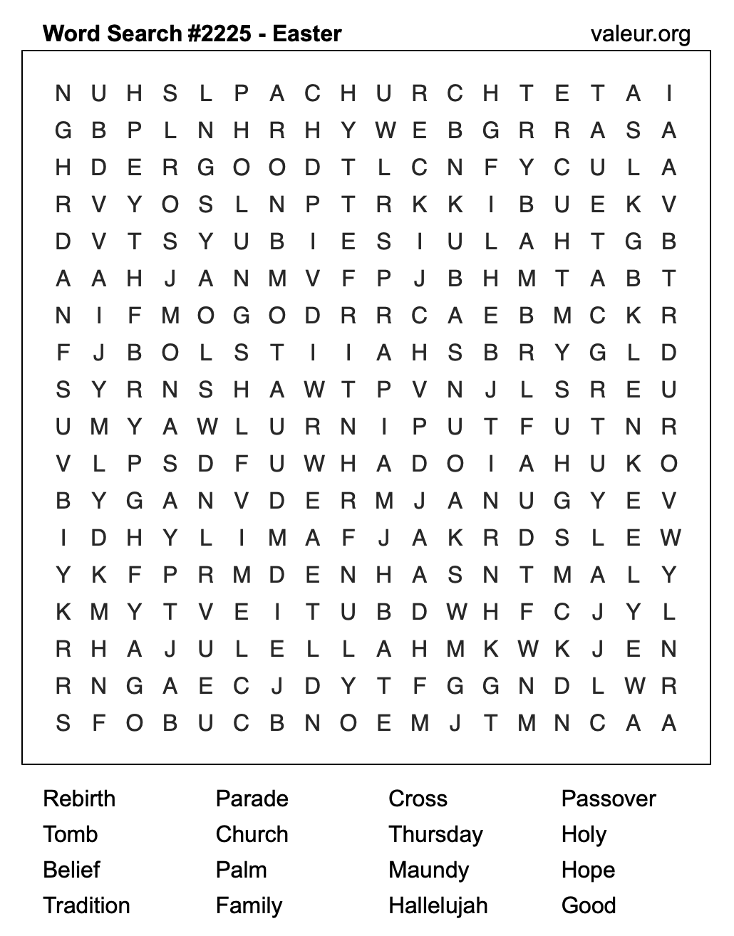 Easter Word Search Puzzle #2225 Easter Word Search Puzzle #2225