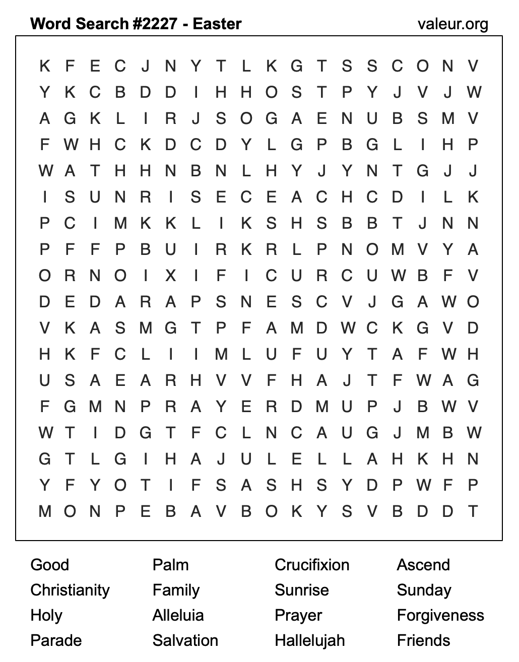 Easter Word Search Puzzle #2227 Easter Word Search Puzzle #2227