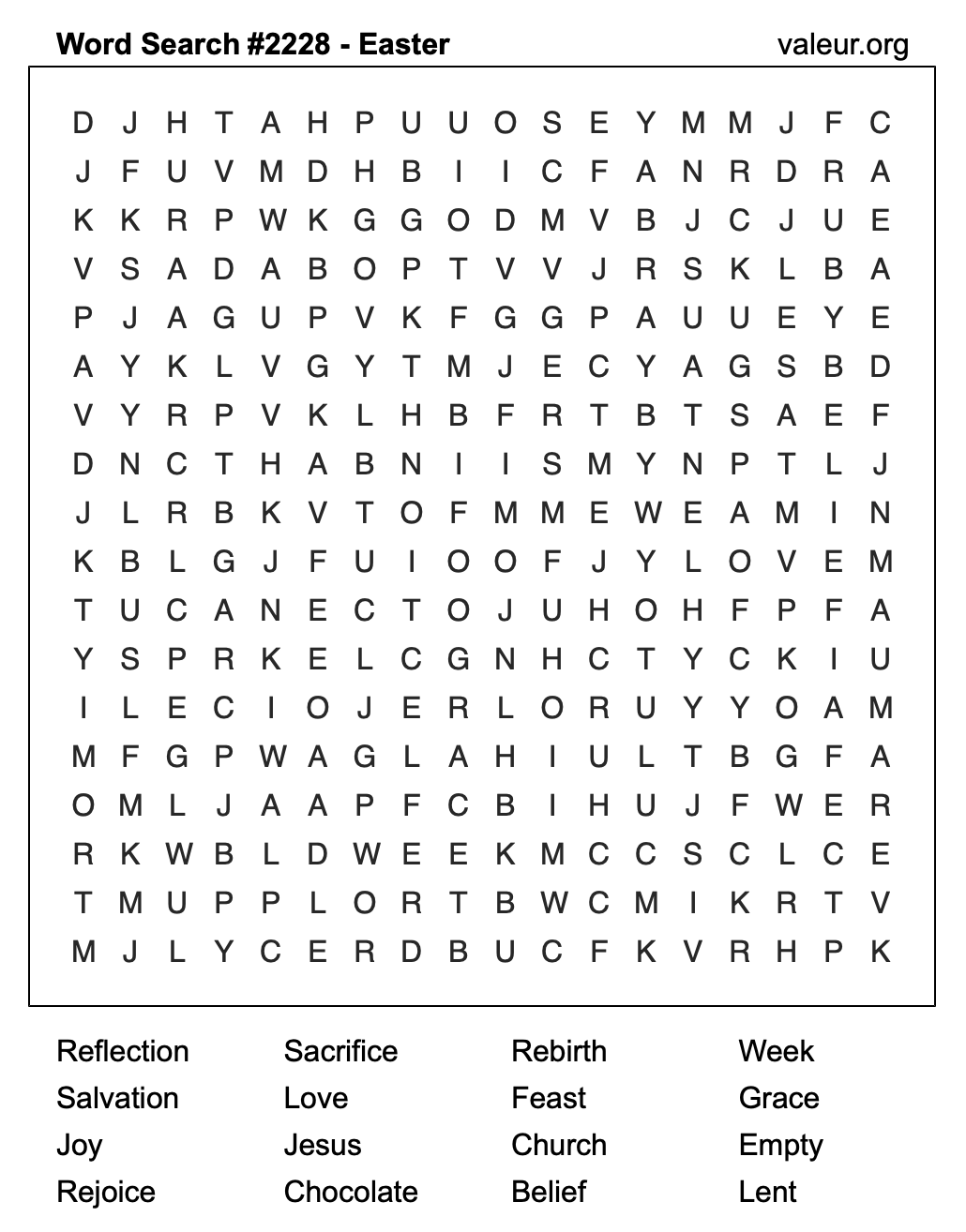 Easter Word Search Puzzle #2228 Easter Word Search Puzzle #2228