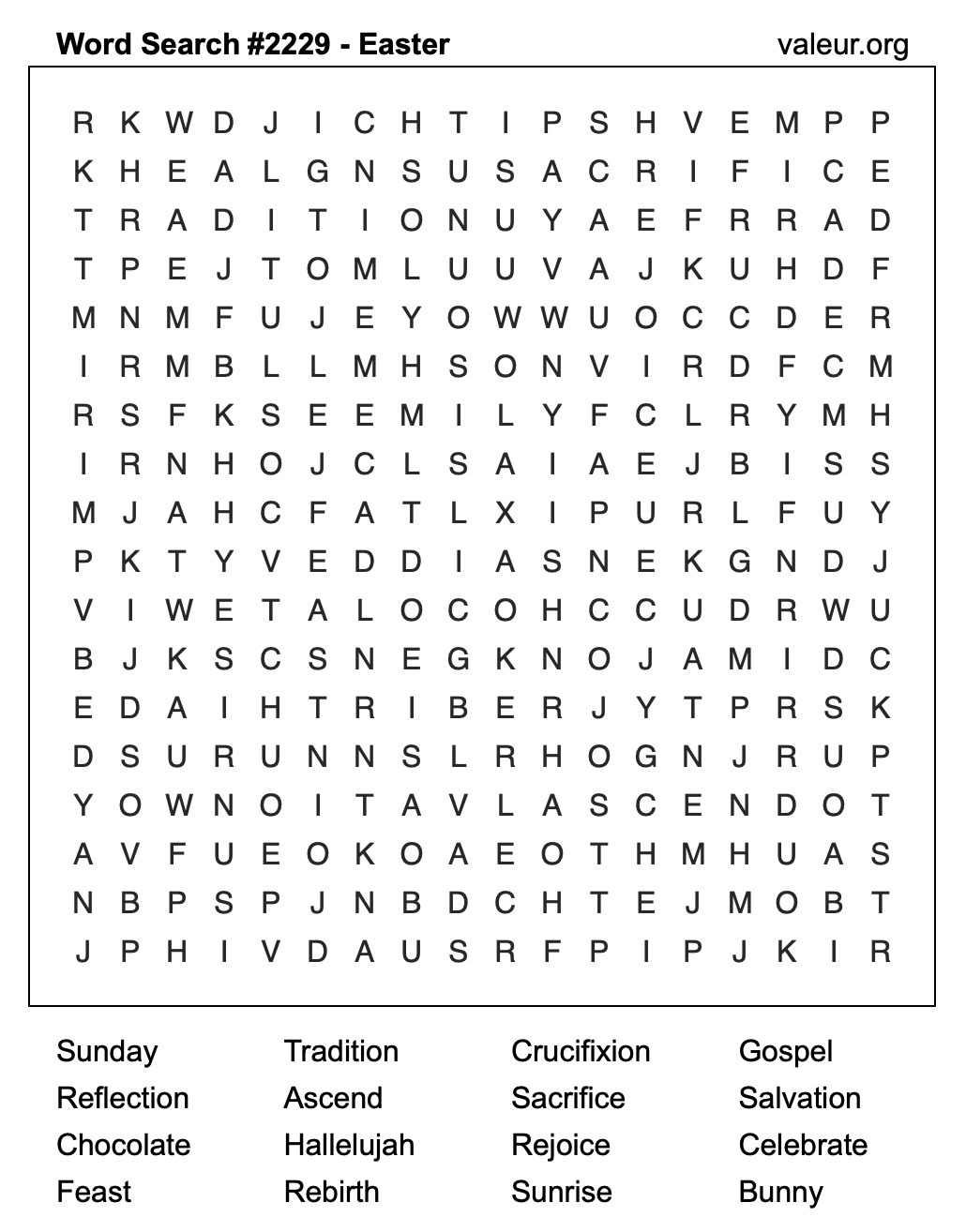Easter Word Search Puzzle #2229 Easter Word Search Puzzle #2229