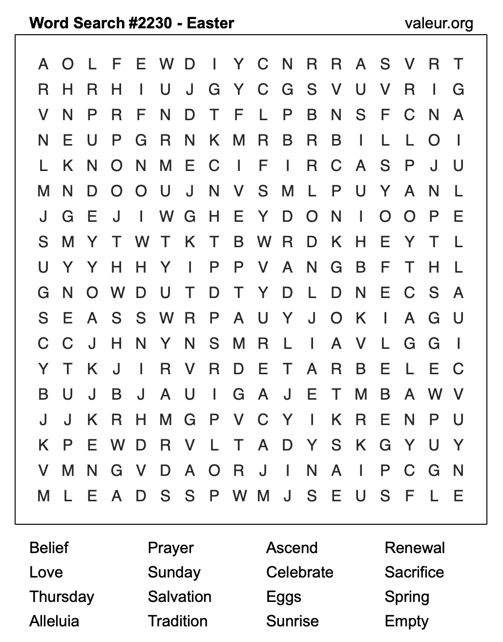 Easter Word Search Puzzle #2230 Easter Word Search Puzzle #2230