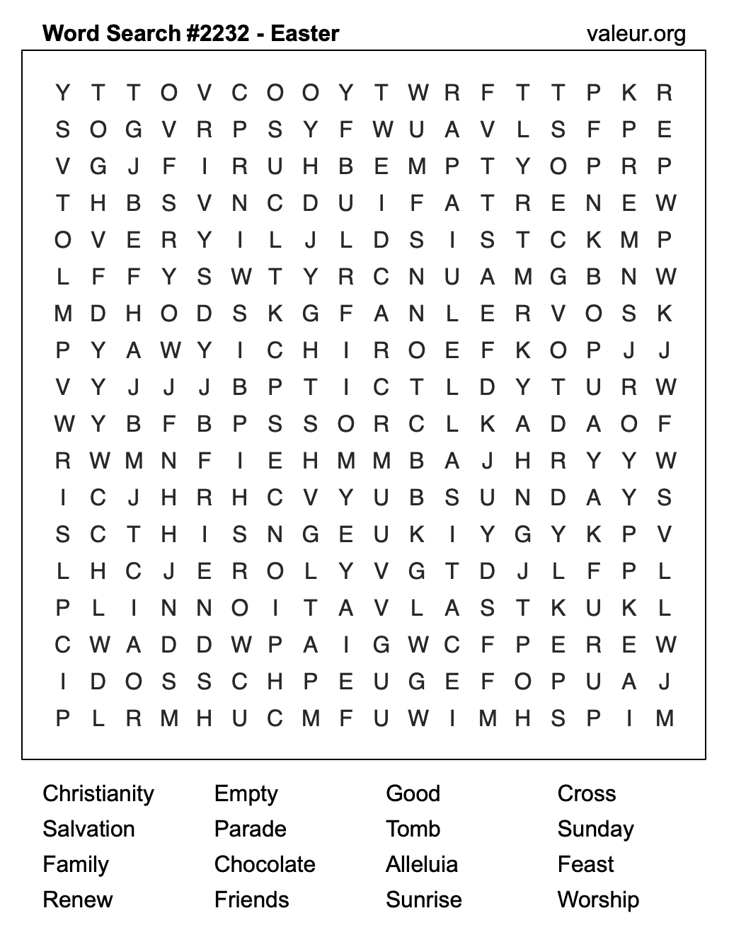 Easter Word Search Puzzle #2232
