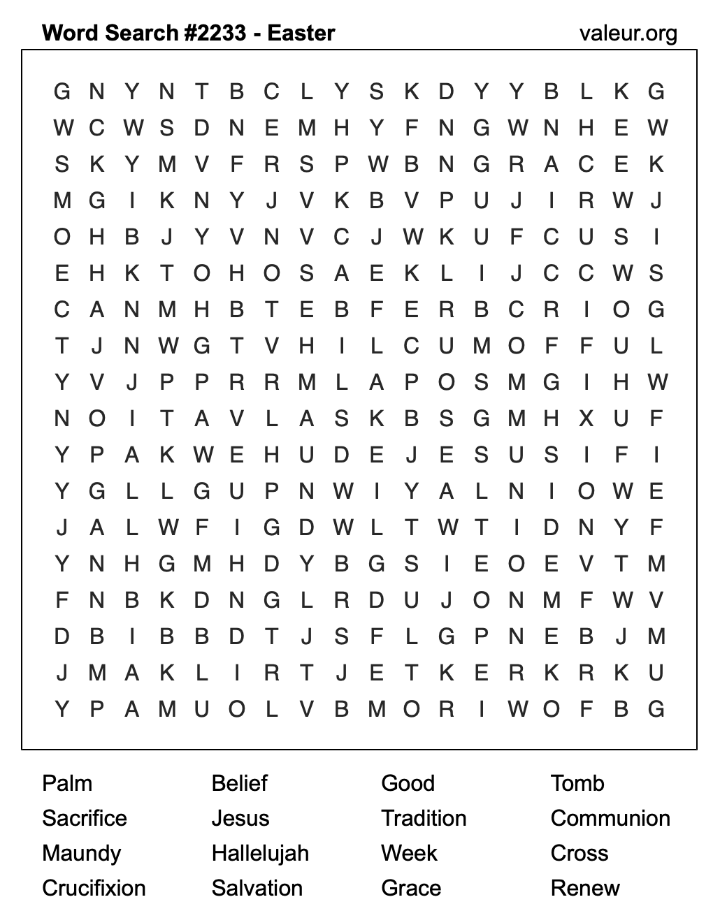 Easter Word Search Puzzle #2233