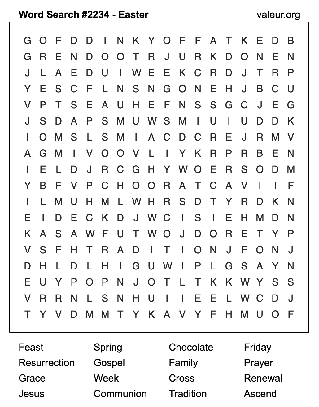 Easter Word Search Puzzle #2234 Easter Word Search Puzzle #2234
