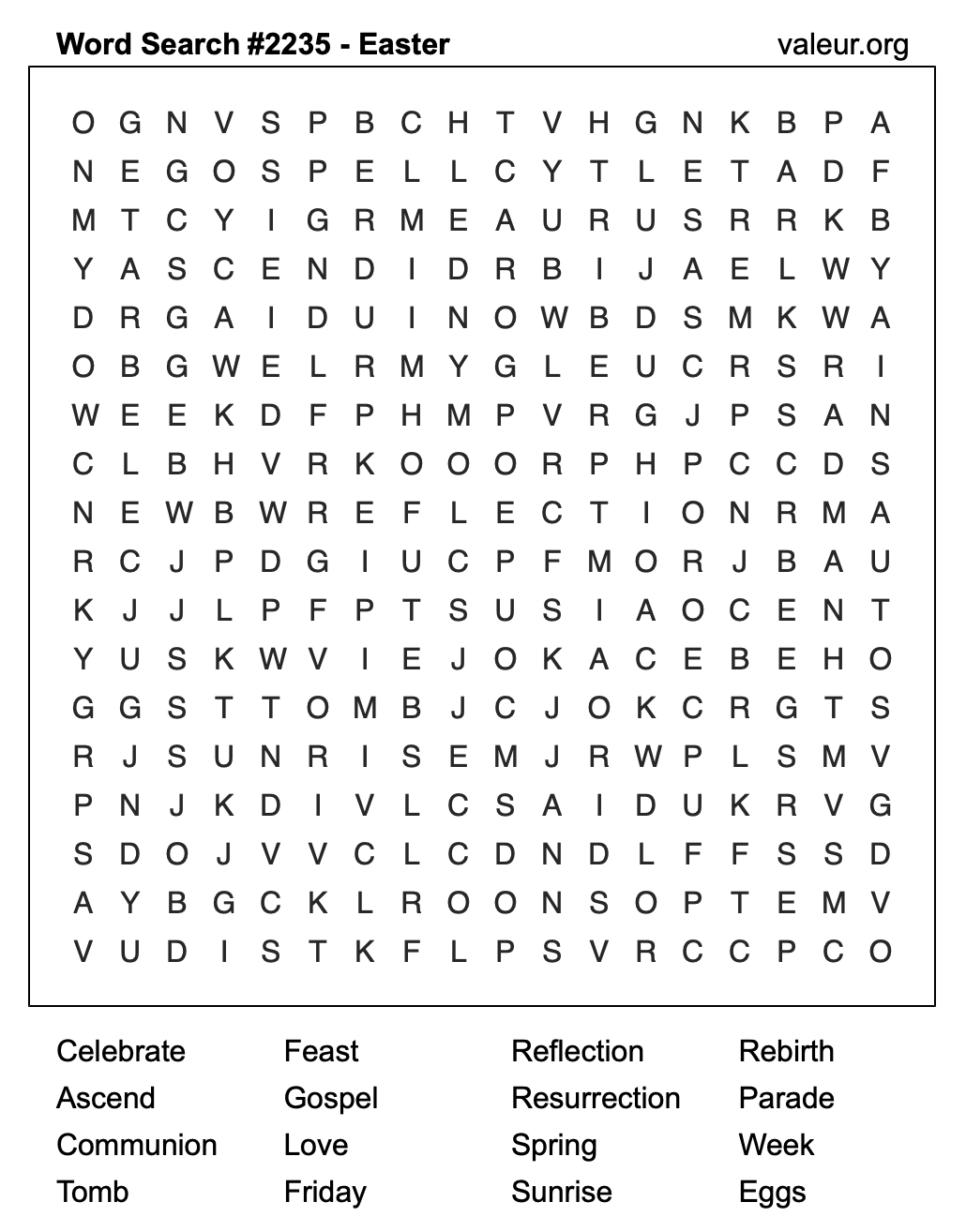 Easter Word Search Puzzle #2235 Easter Word Search Puzzle #2235