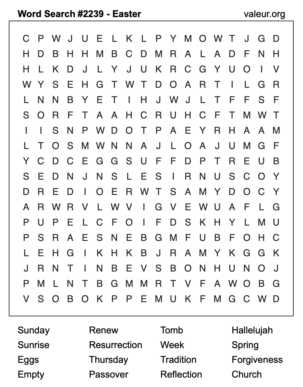 Easter Word Search Puzzle #2239 Easter Word Search Puzzle #2239