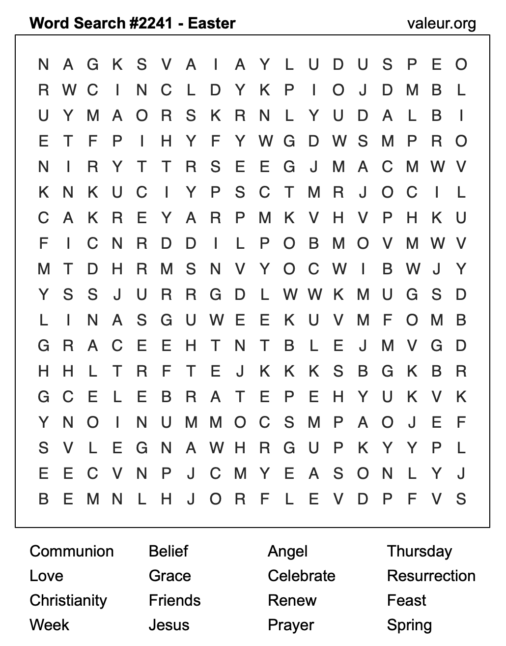 Easter Word Search Puzzle #2241 Easter Word Search Puzzle #2241