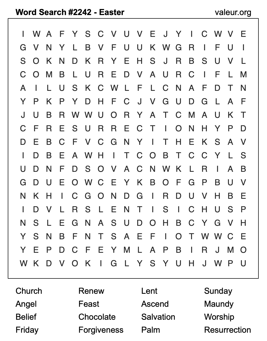 Easter Word Search Puzzle #2242 Easter Word Search Puzzle #2242