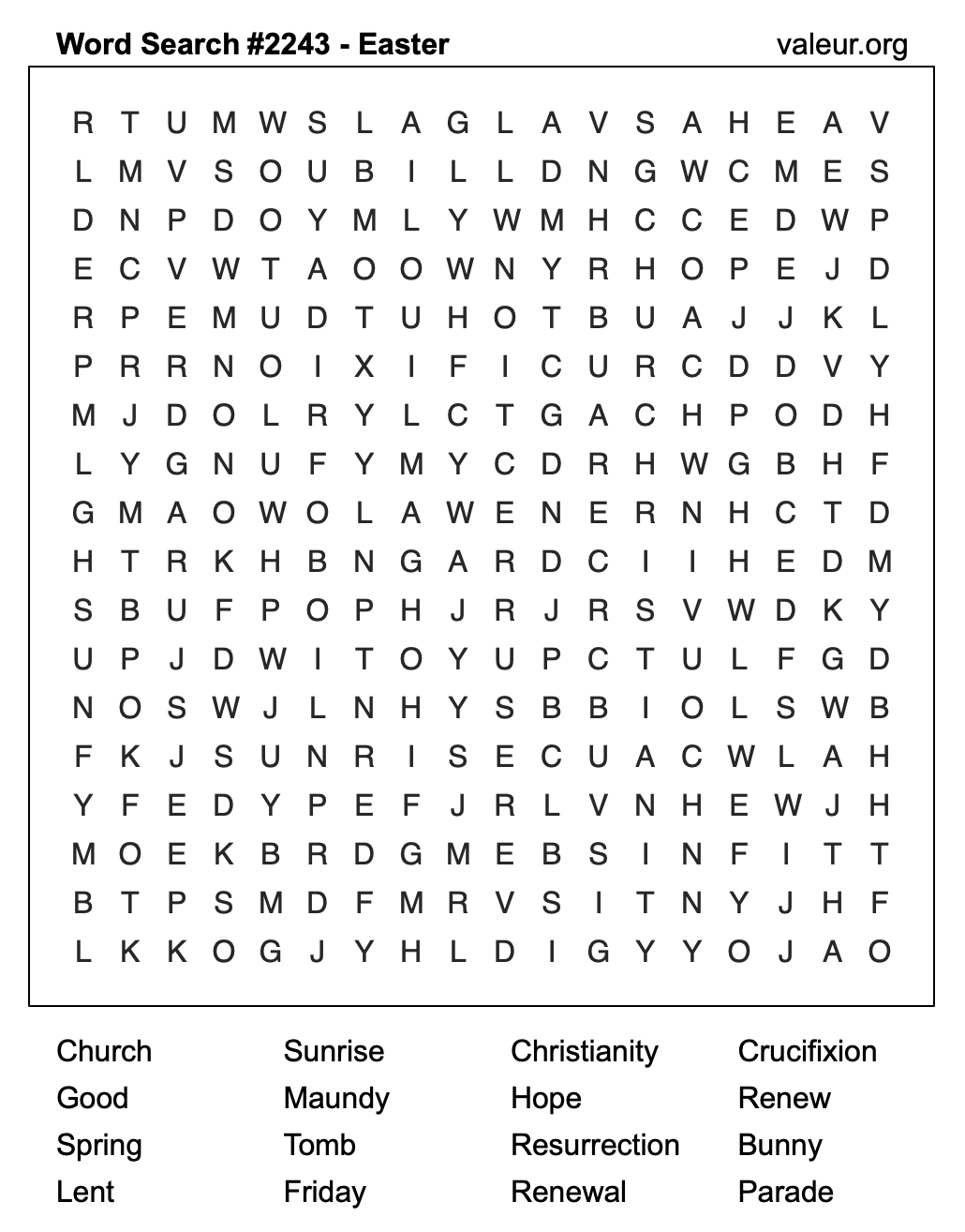 Easter Word Search Puzzle #2243
