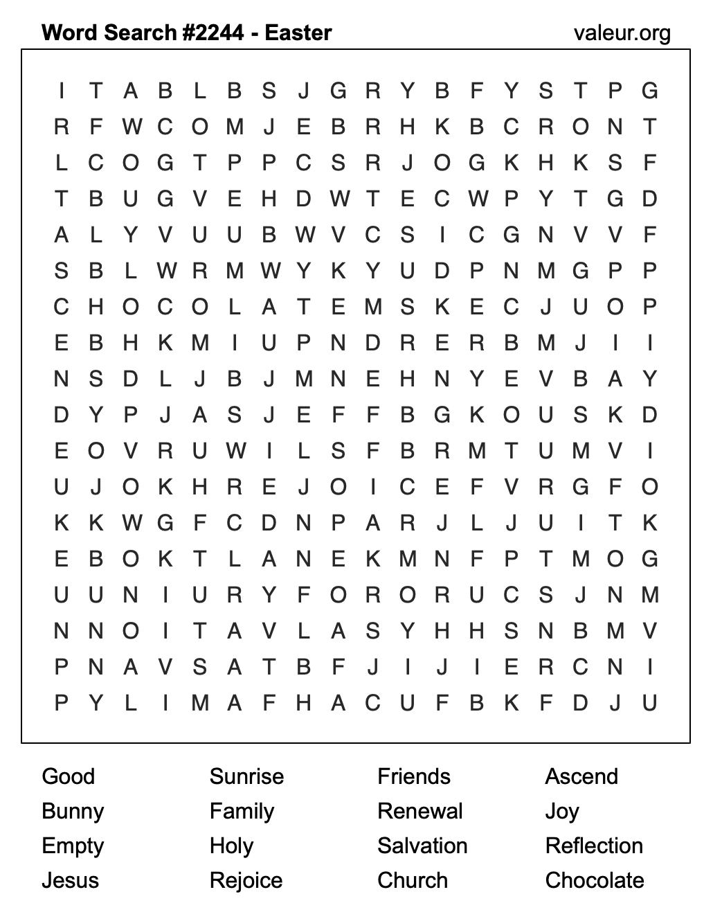 Easter Word Search Puzzle #2244 Easter Word Search Puzzle #2244