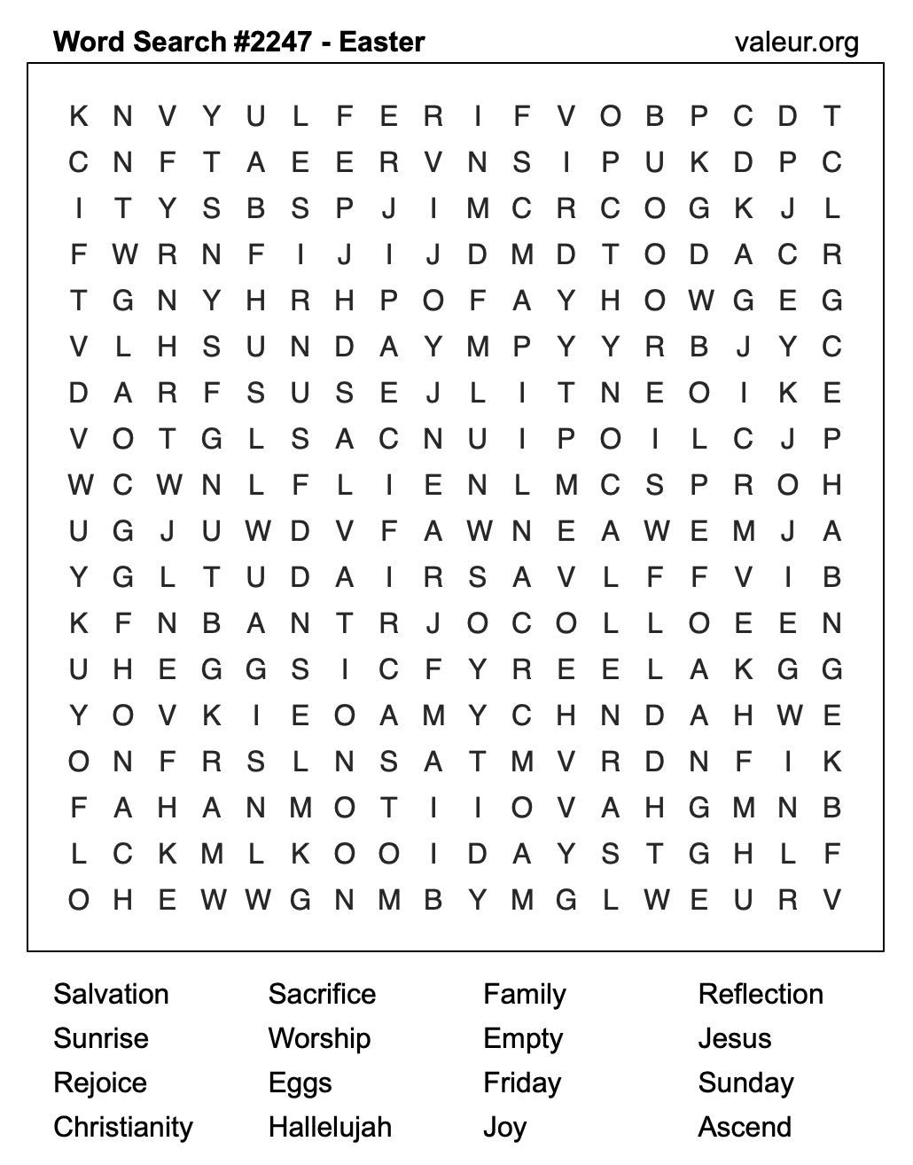 Easter Word Search Puzzle #2247