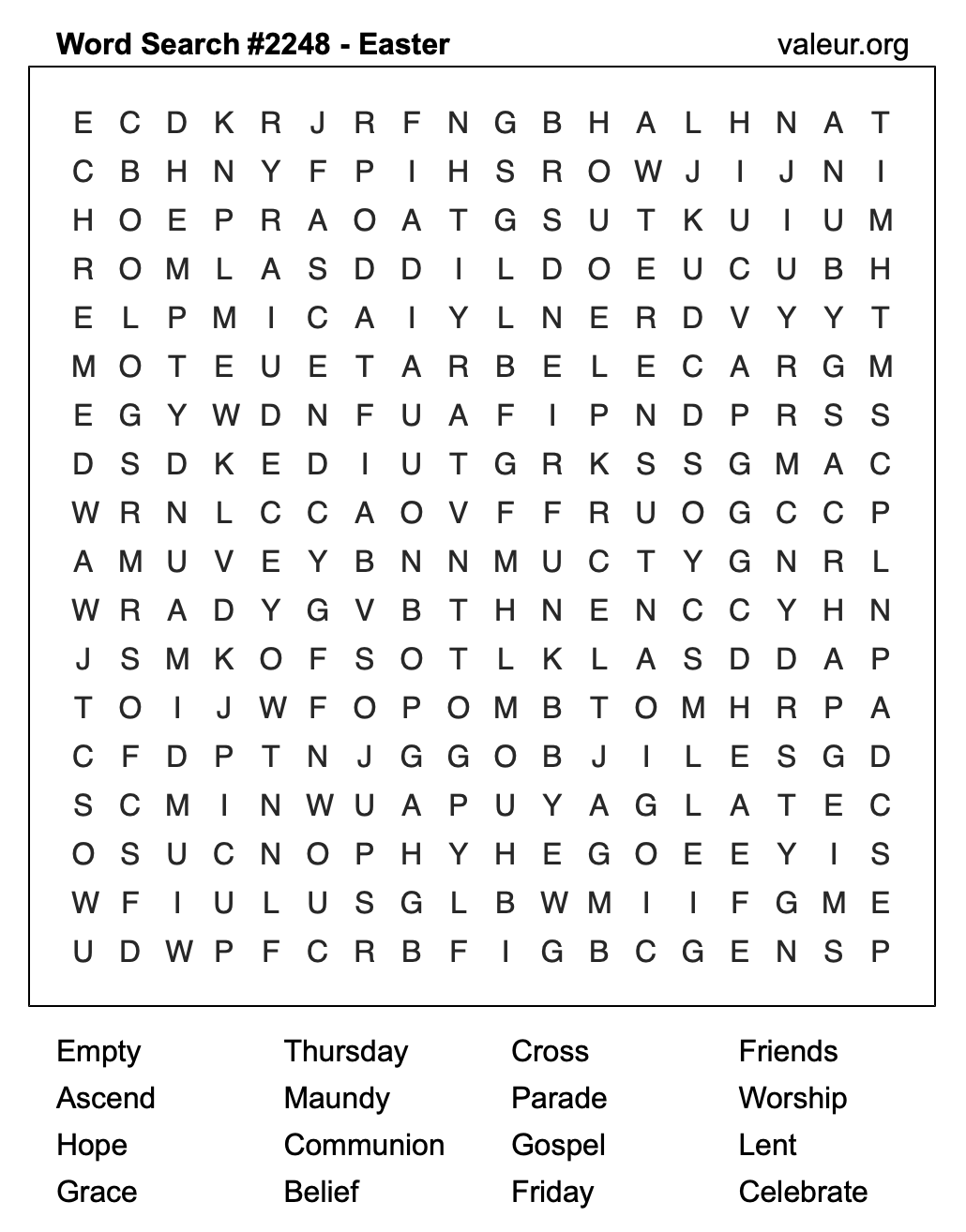 Easter Word Search Puzzle #2248