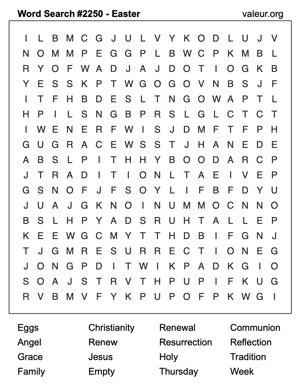 Easter Word Search Puzzle #2250