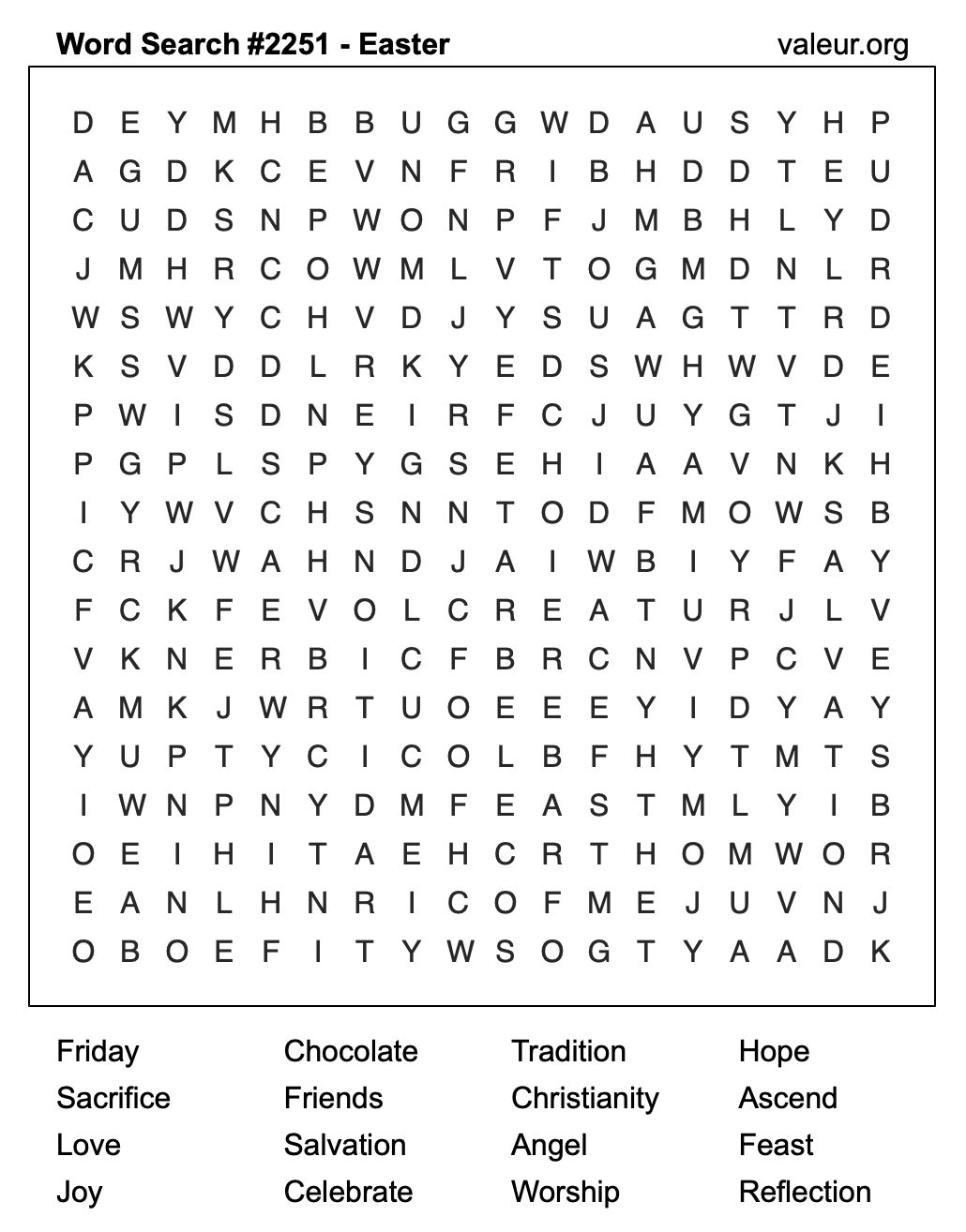 Easter Word Search Puzzle #2251