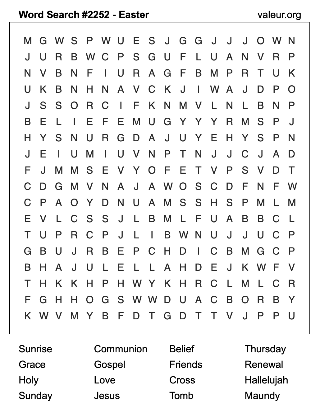 Easter Word Search Puzzle #2252