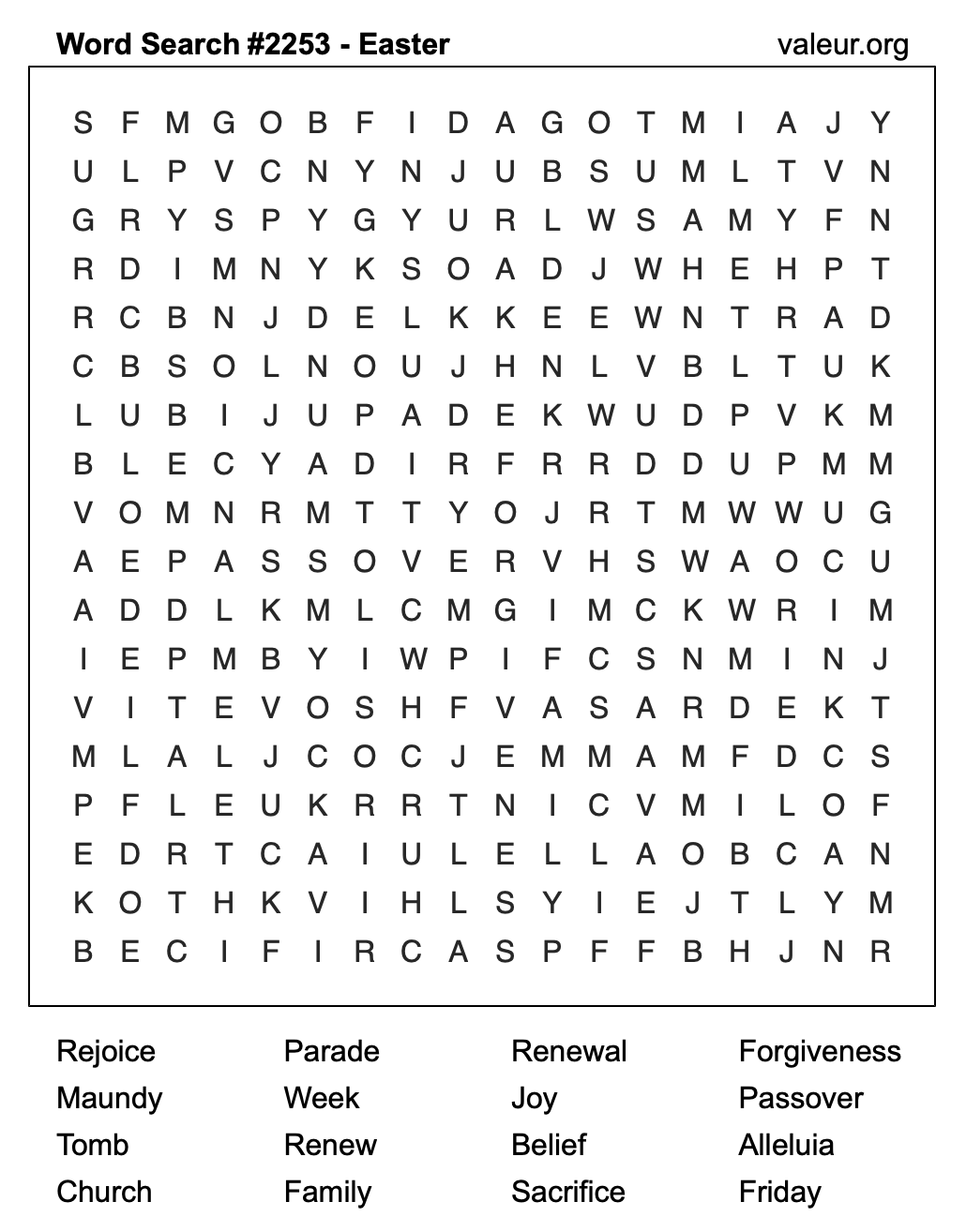 Easter Word Search Puzzle #2253