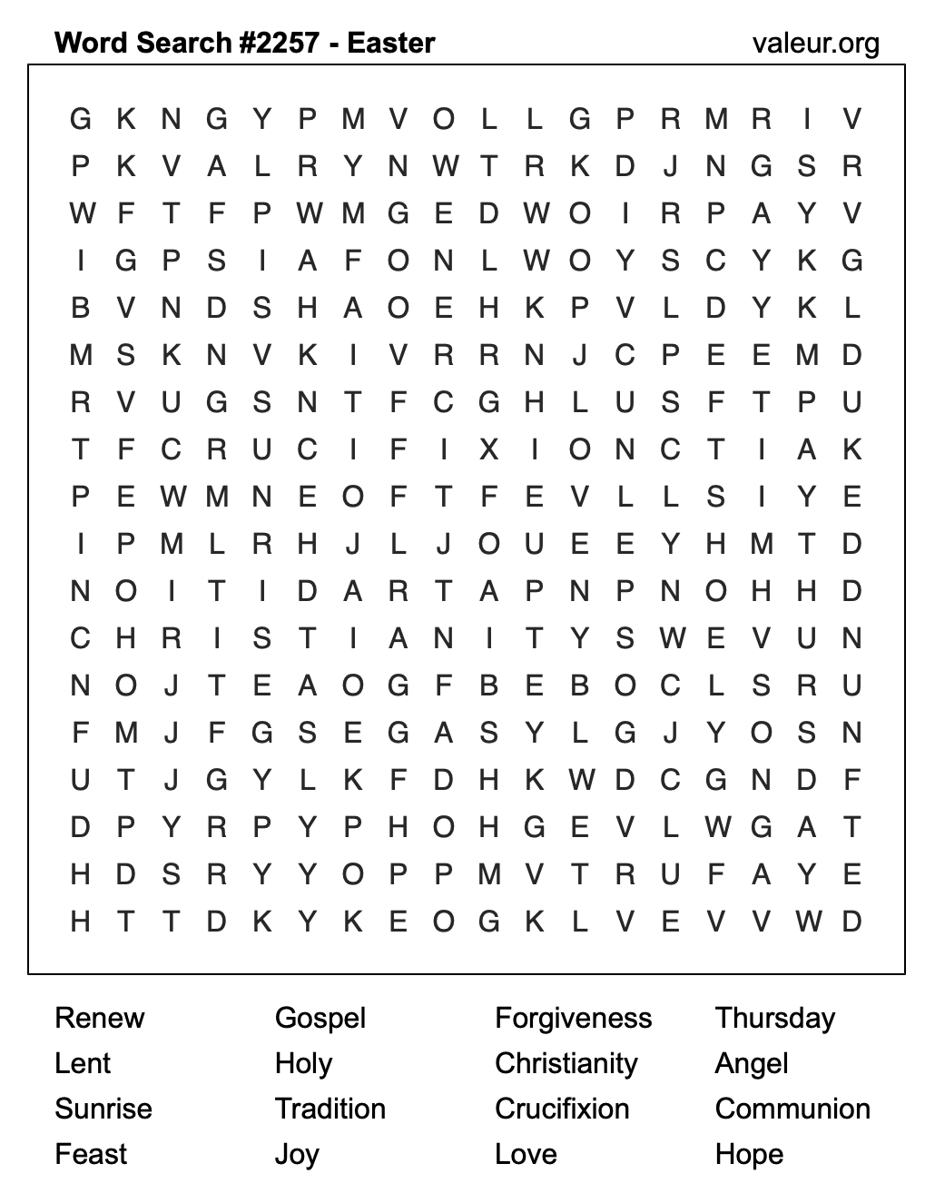 Easter Word Search Puzzle #2257