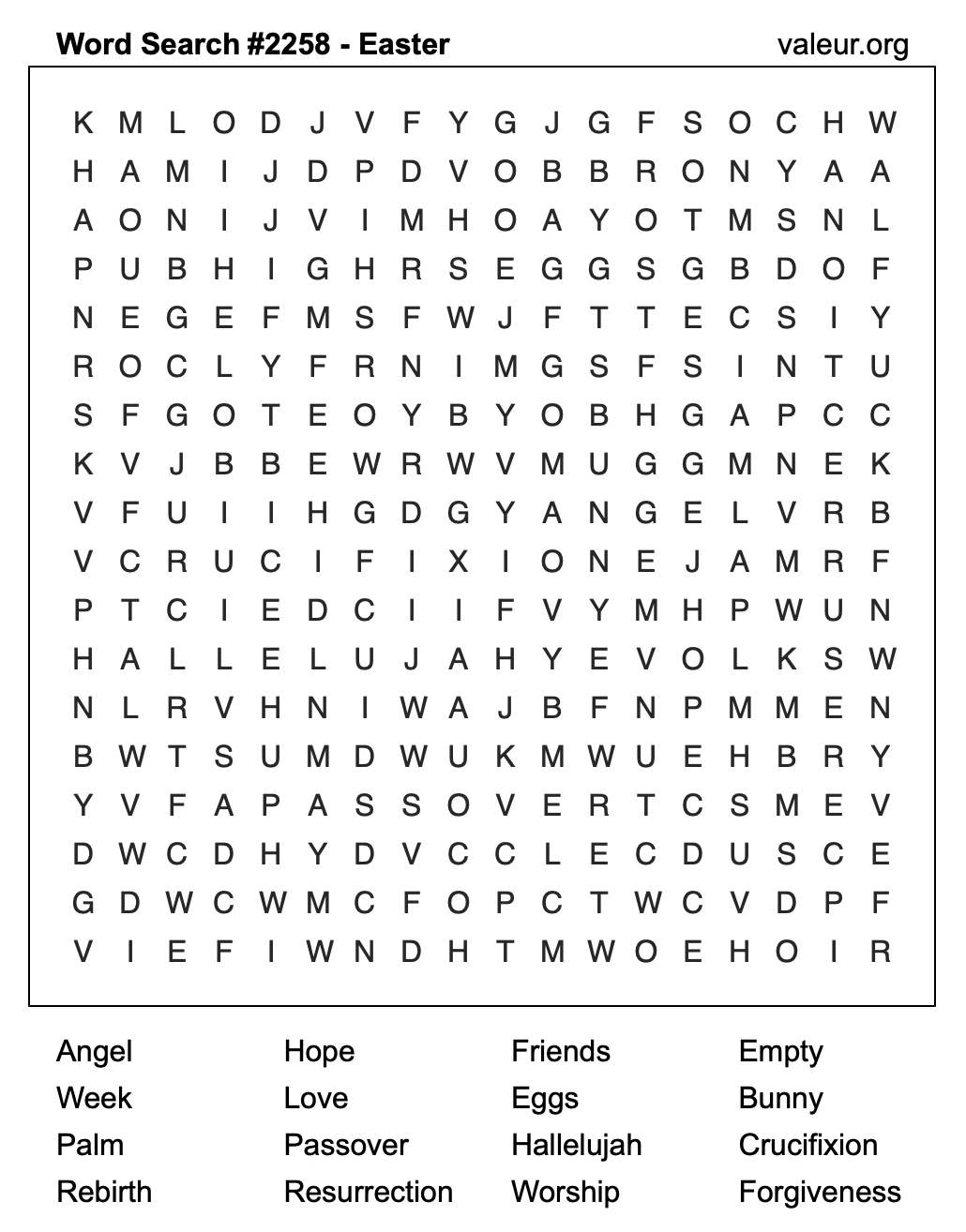 Easter Word Search Puzzle #2258