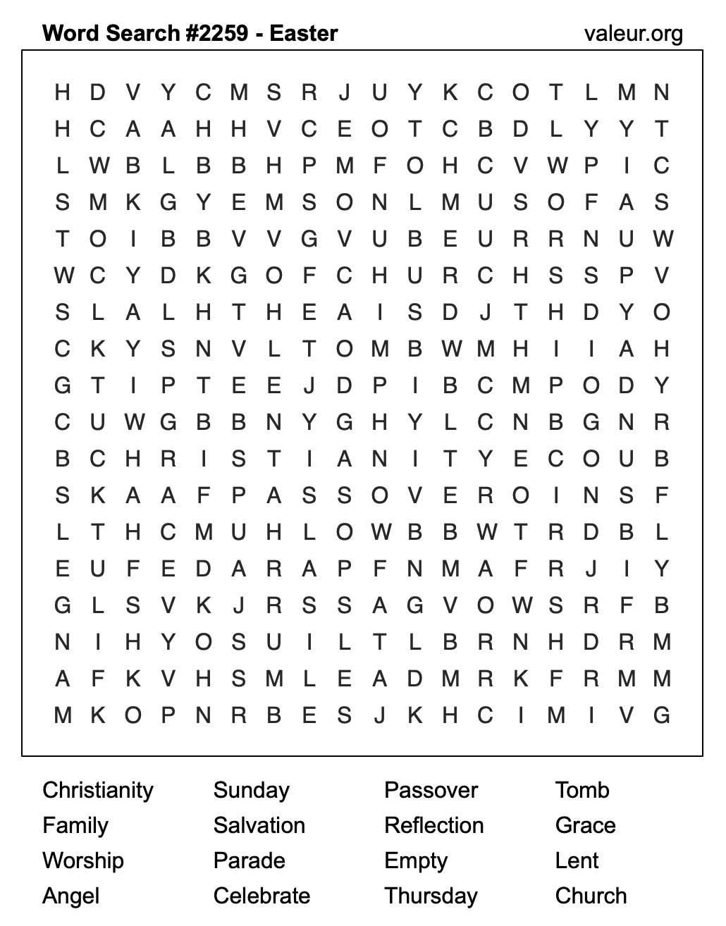 Easter Word Search Puzzle #2259