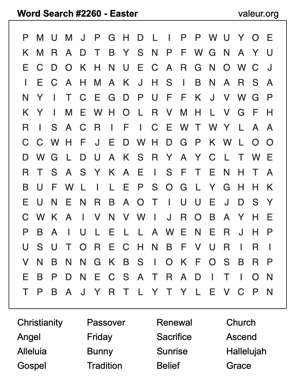 Easter Word Search Puzzle #2260