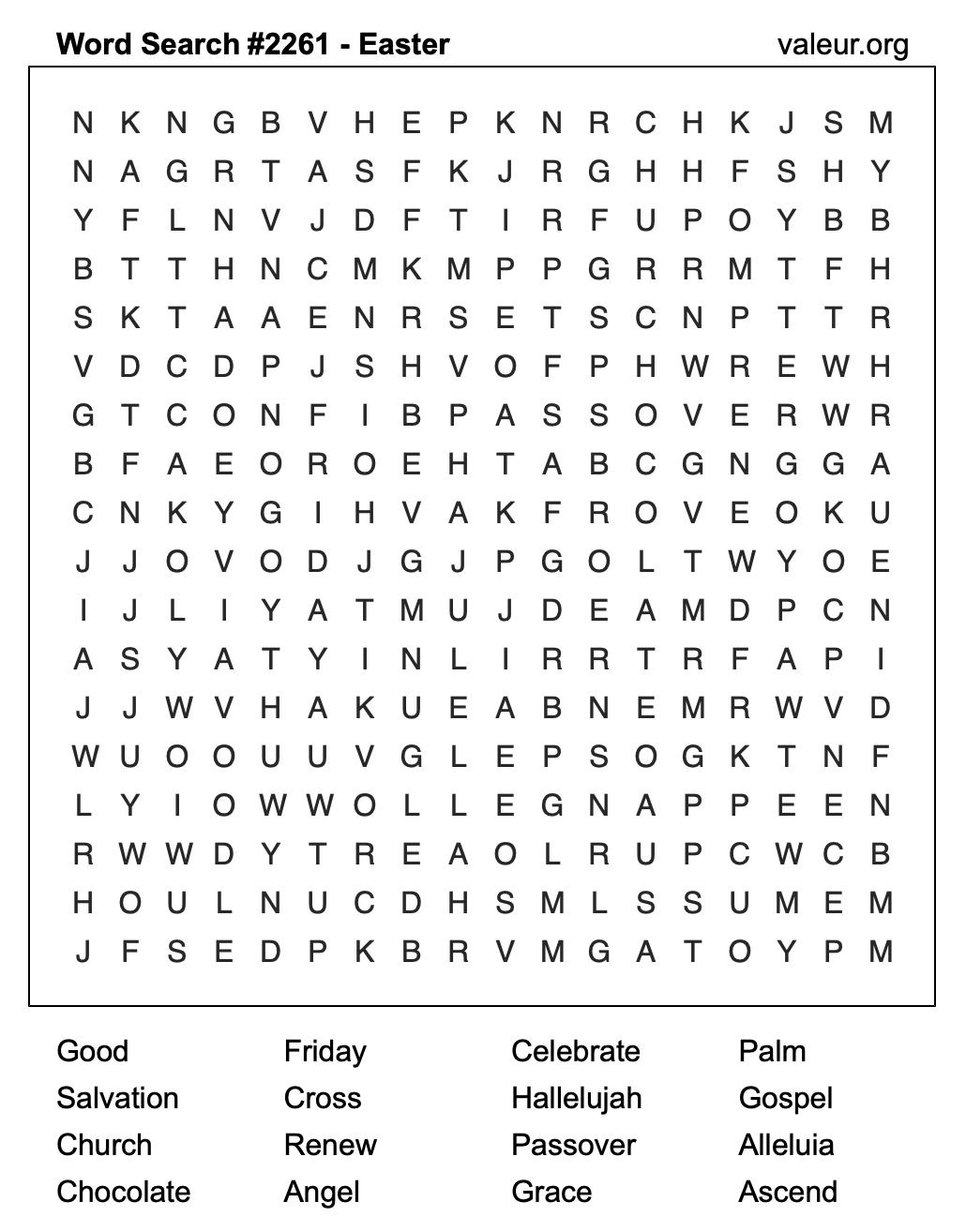 Easter Word Search Puzzle #2261