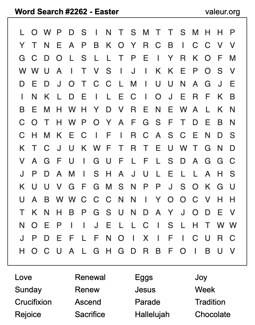 Easter Word Search Puzzle #2262