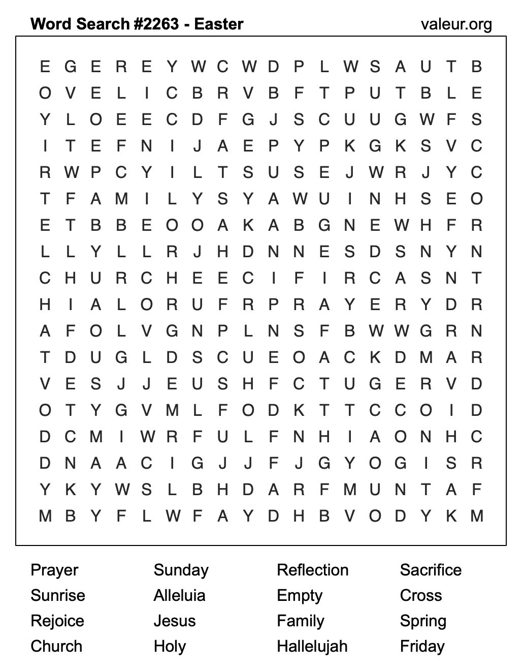 Easter Word Search Puzzle #2263