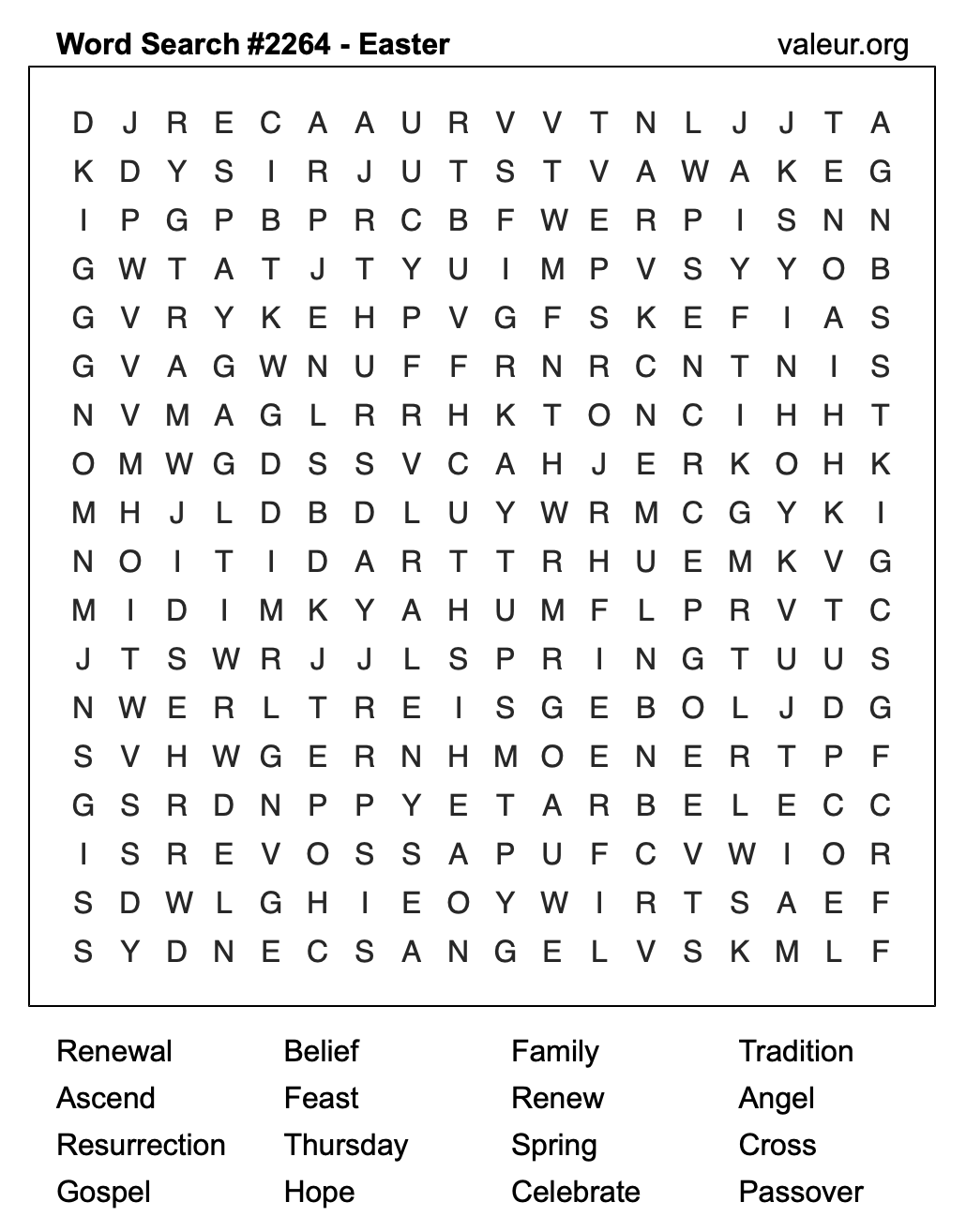 Easter Word Search Puzzle #2264