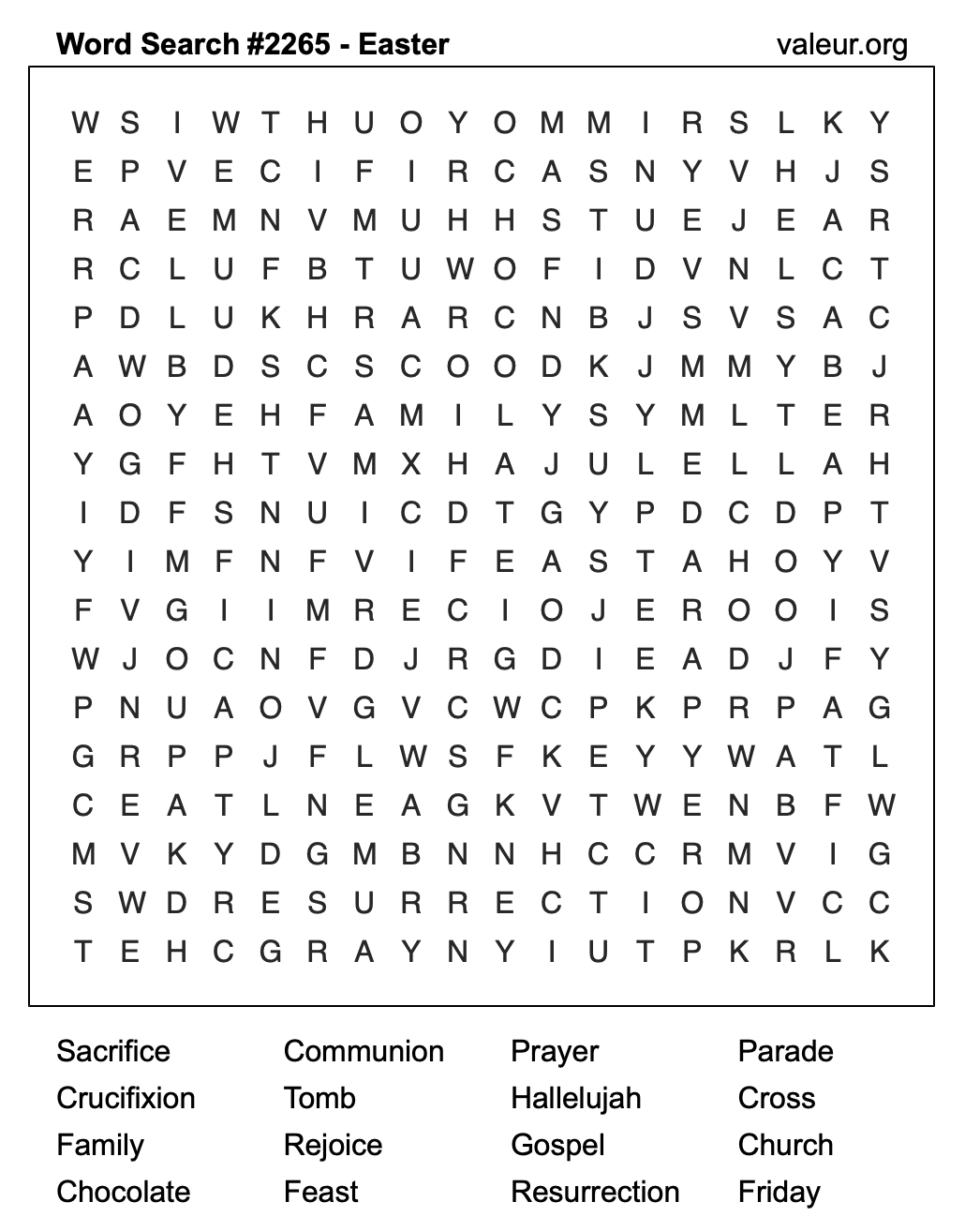 Easter Word Search Puzzle #2265