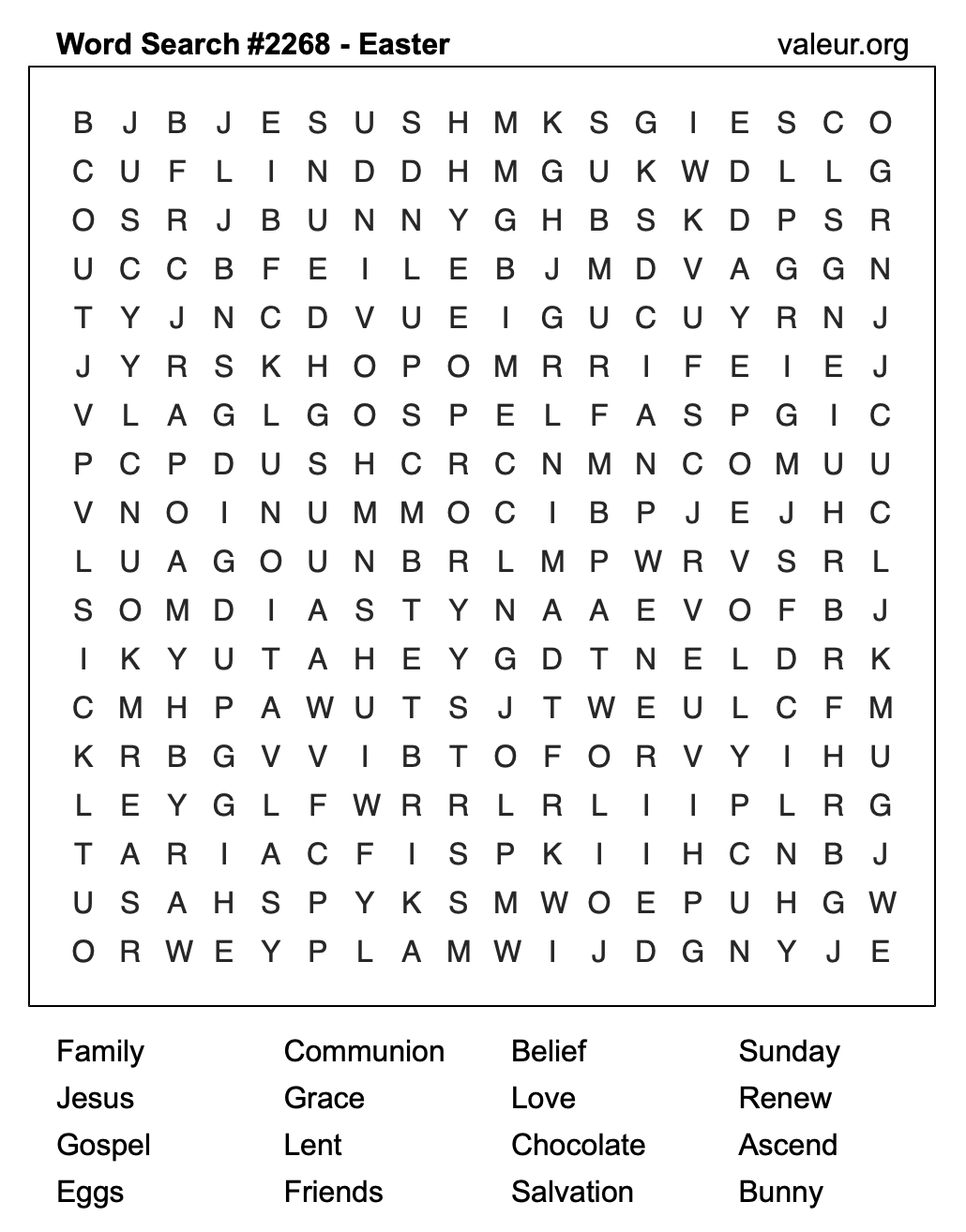 Easter Word Search Puzzle #2268